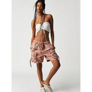 Free People Moon Bay Parachute Shorts XS NWOT Cargo Utility Low Rise Harem Pink